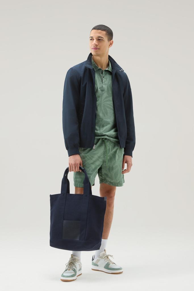 Woolrich Garment-Dyed Polo Shirt in Stretch Cotton with a Tropical Print - Men - Green