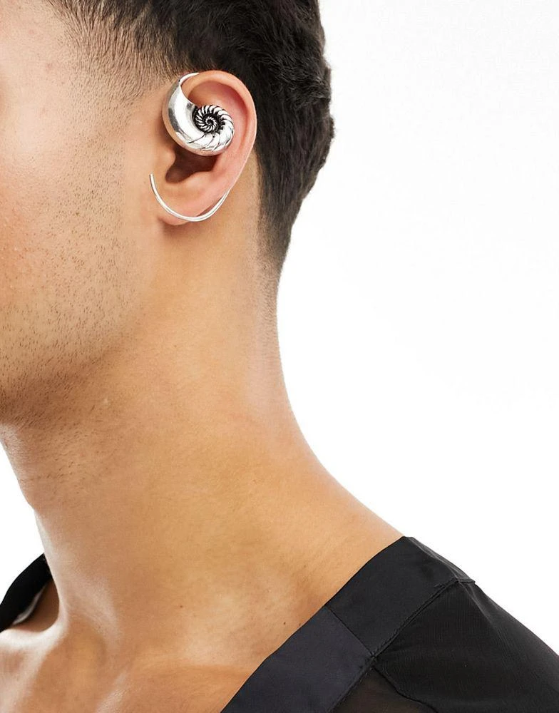 ASOS ASOS DESIGN shell design ear cuff in silver tone 4