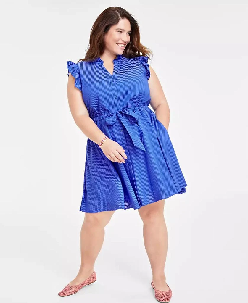 On 34th Trendy Plus Size Flutter-Sleeve Shirtdress, Created for Macy's 1