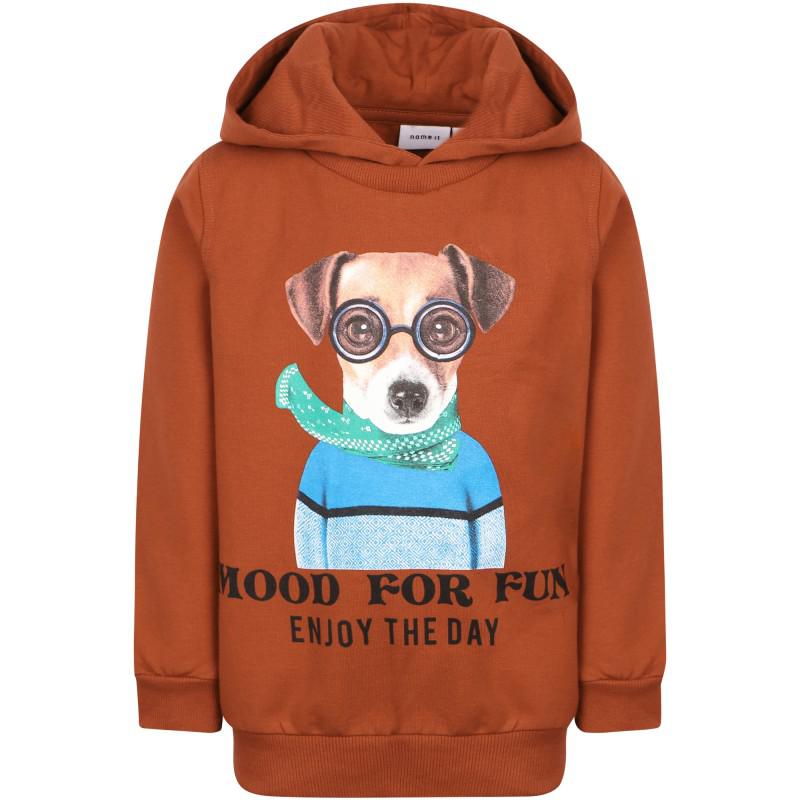 NAME IT® Fun puppy hooded sweater in orange brown