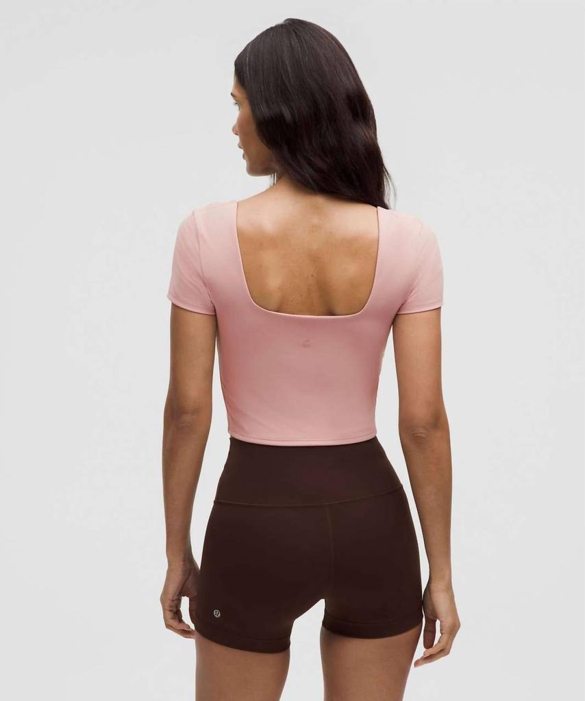 Lululemon Wunder Under Smoothcover Square Neck Tee In Pink Haze