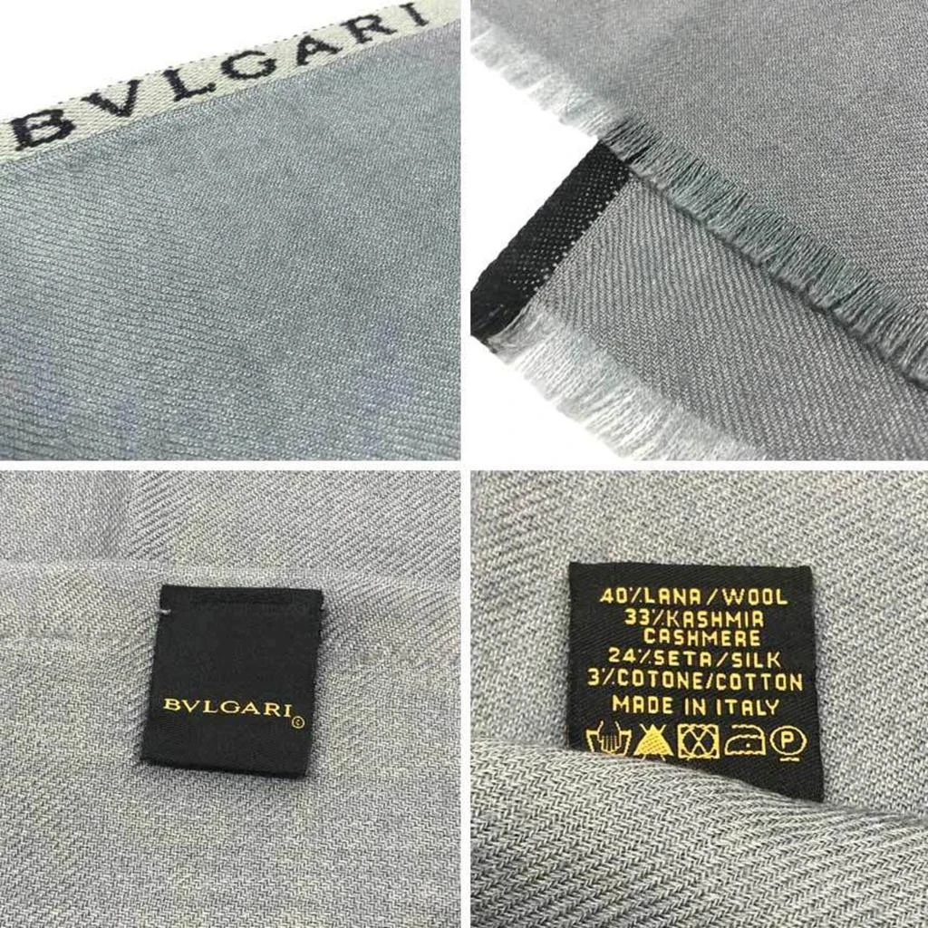 BVLGARI blue Cashmere Wool Silk Cotton Shawl (Pre-Owned) 3