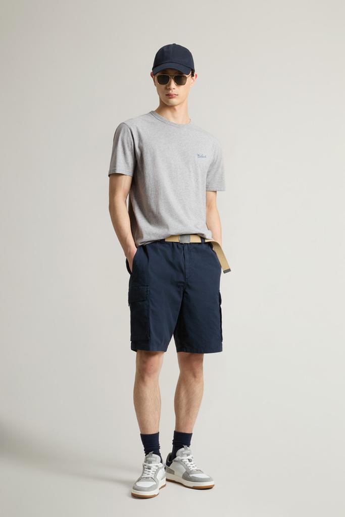 Woolrich Pure Cotton T-Shirt with Logo - Men - Blue