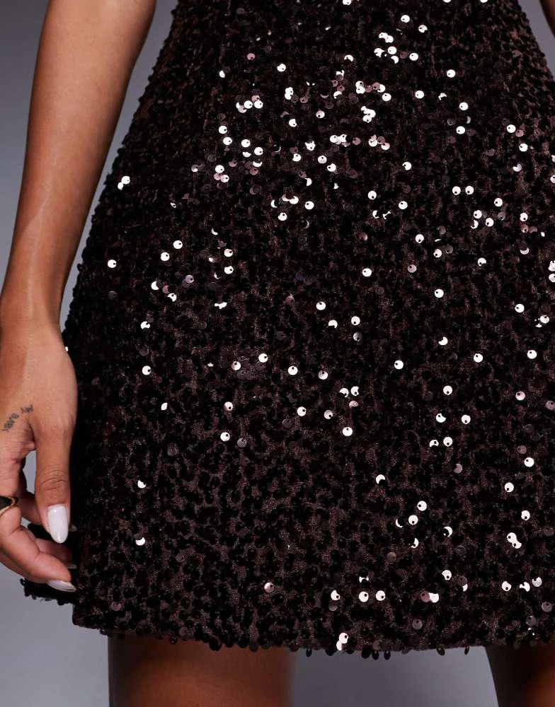 Bardot Bardot Helene sequin mini dress in chocolate - Dresses & Skirts -  Free Shipping - BeyondStyle