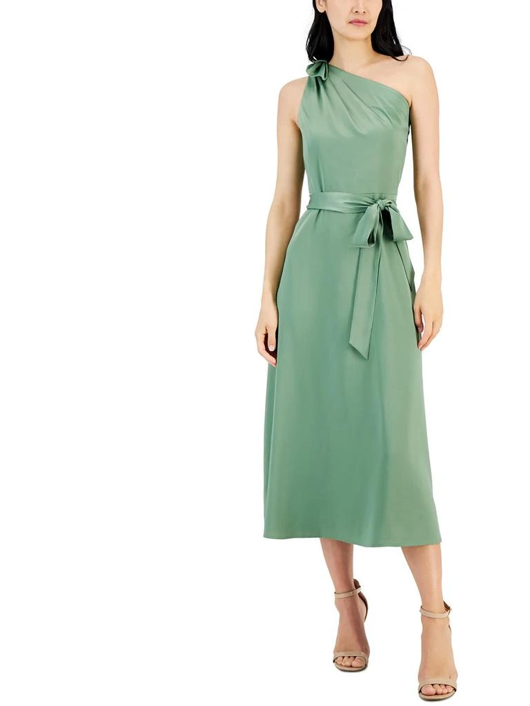 Anne Klein Womens Satin Midi Fit & Flare Dress 4