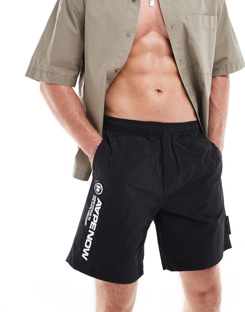 AAPE Aape By A Bathing Ape swim shorts with logo in black 4