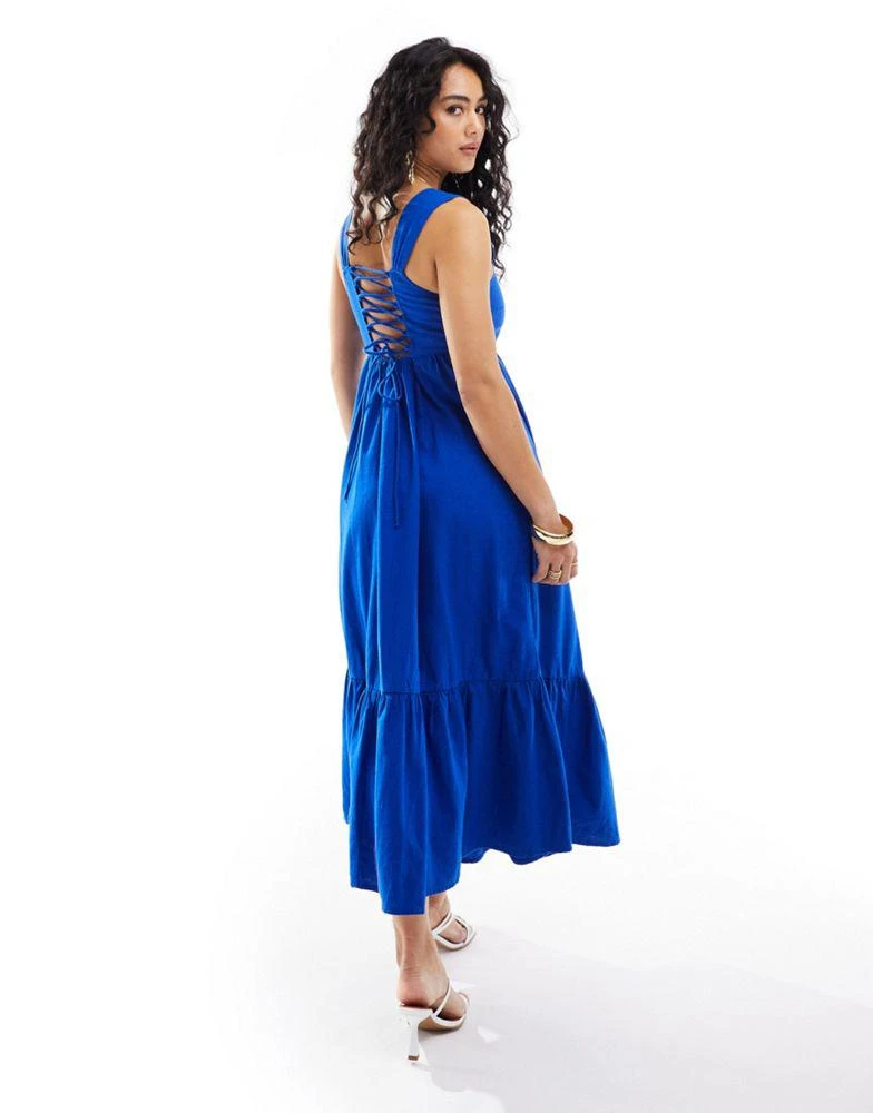 New Look New Look tiered midi sundress in bright blue 4