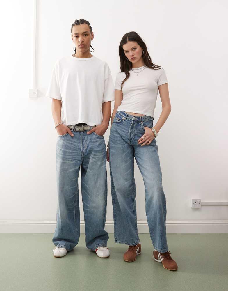 Weekday Weekday Unisex Astro baggy wide leg jeans in blue