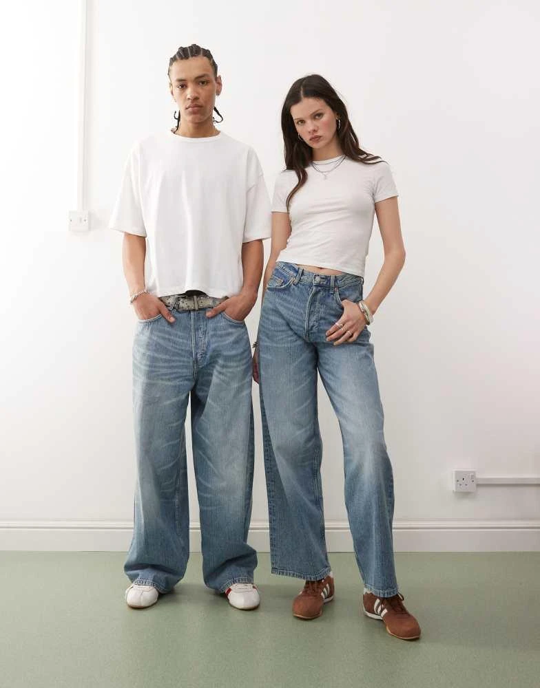Weekday Weekday Unisex Astro baggy wide leg jeans in blue 1