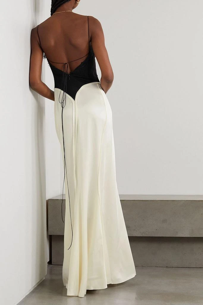 Victoria Beckham Duchesse-satin and lace-trimmed jersey maxi dress 3