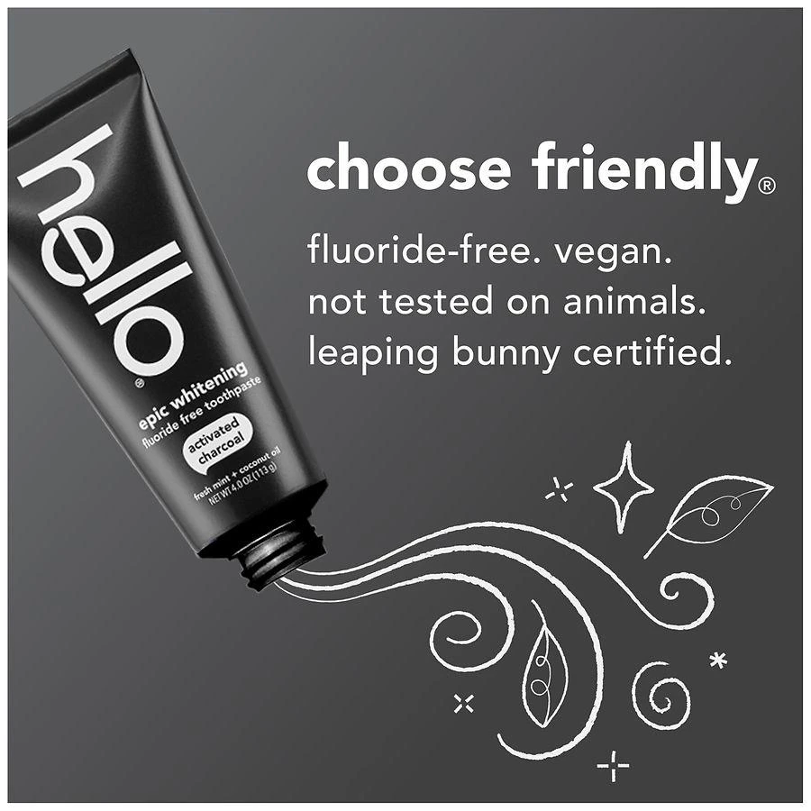 Hello Epic Whitening Charcoal Fluoride Free Toothpaste, Adult Fresh Mint 4
