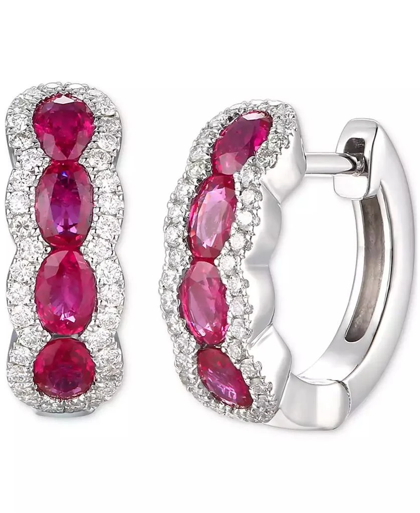 Le Vian Passion Ruby (1-1/2 ct. t.w.) 
Vanilla Diamond (1/3 ct. t.w.) Scalloped Small Hoop Earrings in 14k White Gold, 0.53" 1