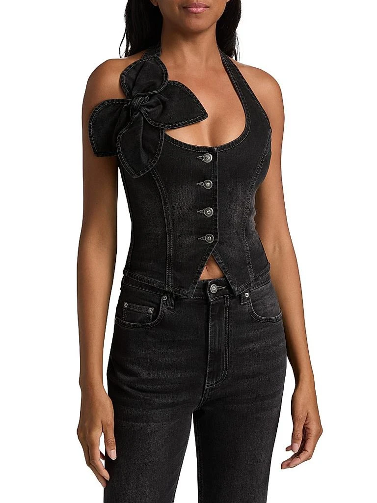 AREA Denim Bow Halter Top 3