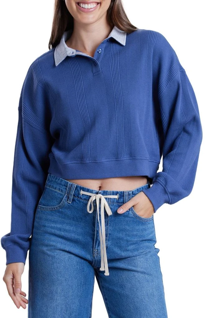 UNIONBAY Malorie Textured Long Sleeve Cotton Polo 1