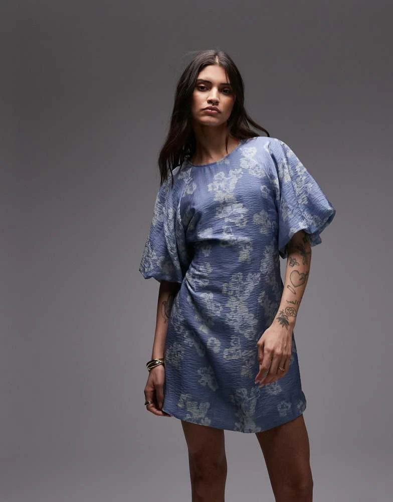 & other stories blue floral dress & Other Stories Blue Floral Keyhole Ruffle Long Sleeve Mini Shift Dres   Brie