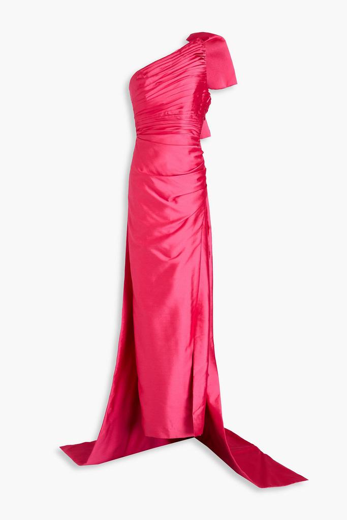 RACHEL GILBERT Marta one-shoulder bow-detailed satin gown