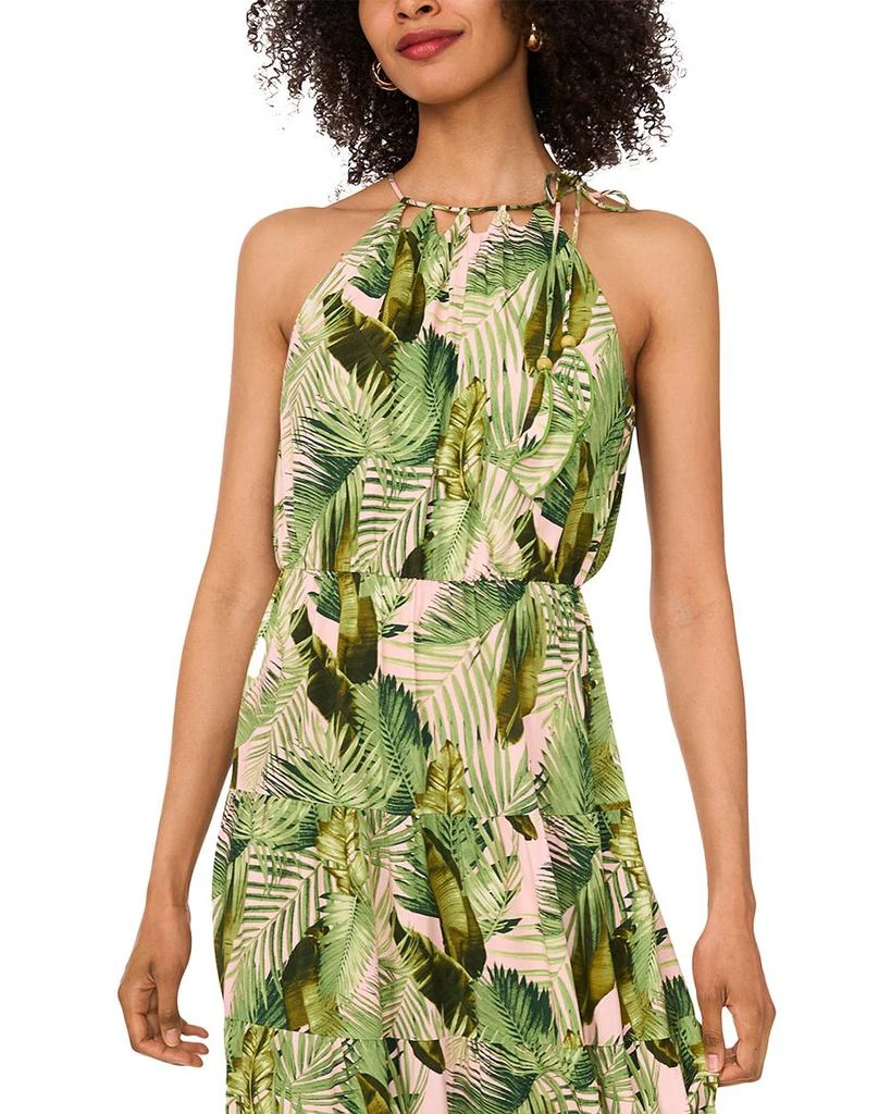 Vince Camuto Leaf Print Tiered Dress - Pink Blush