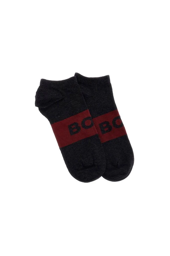 Hugo Boss dark grey short socks with logo 2 pairs 80% cotton made in italy 3
