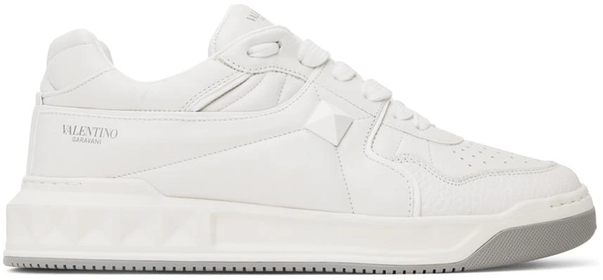 Valentino White One-Stud Sneakers 1