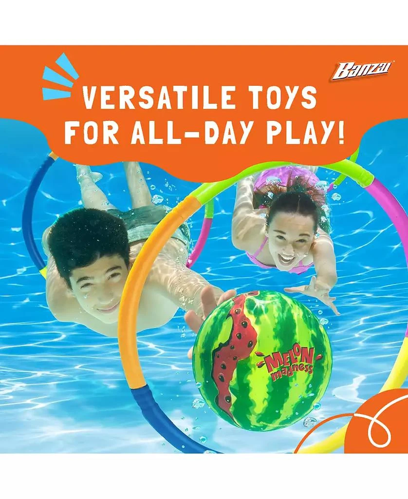Banzai Melon Madness Pool Challenge Underwater Water-Filled Ball w/ Target Hoop 4