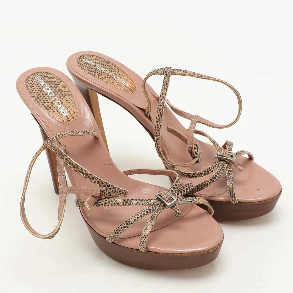 Sergio Rossi Sergio Rossi Multicolor Snakeskin Embossed Leather Ankle Strap Sandals Size 37 4