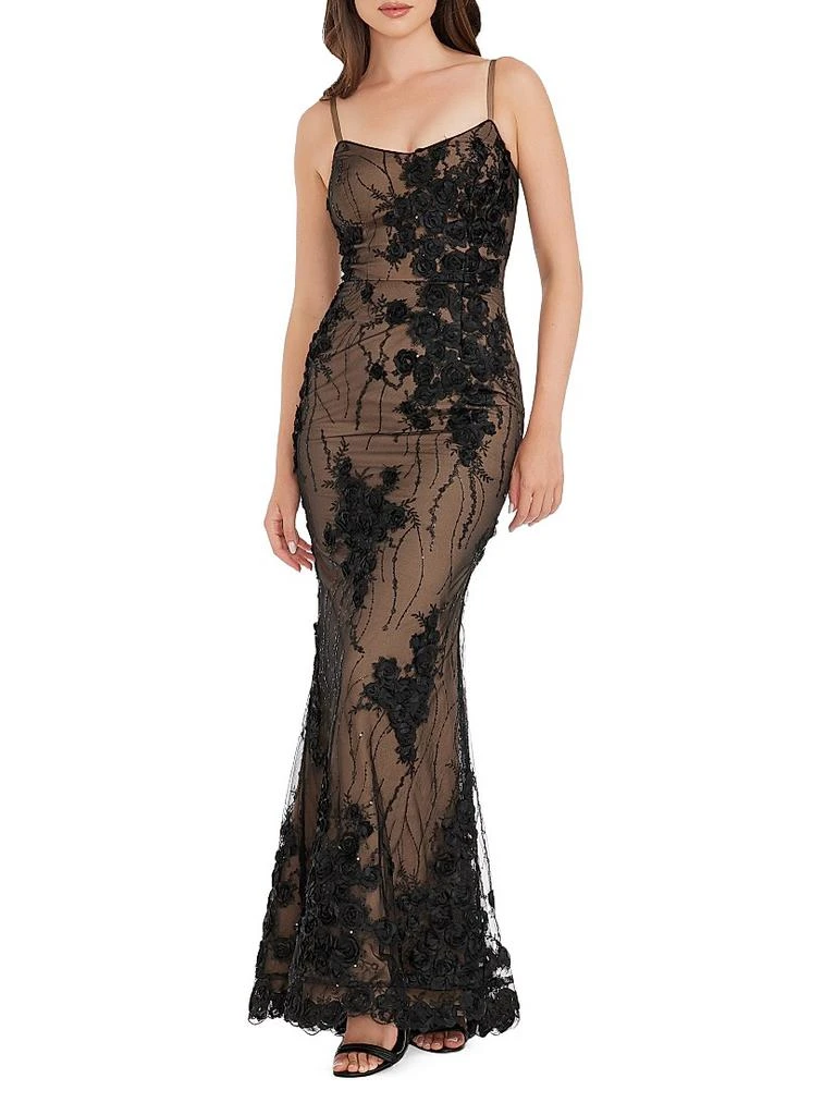 Dress The Population Giovana Floral Tulle Mermaid Gown 2