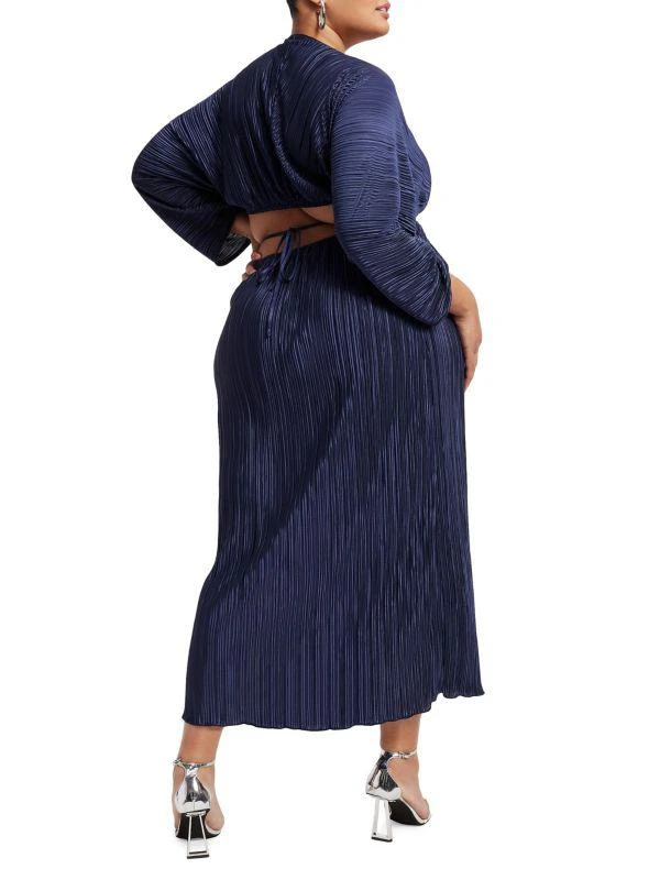 Good American Always Fits Plissé-Pleated Midi-Dress 4