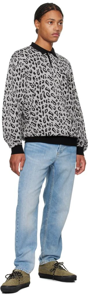 Wacko Maria Gray Leopard Knit Polo 4
