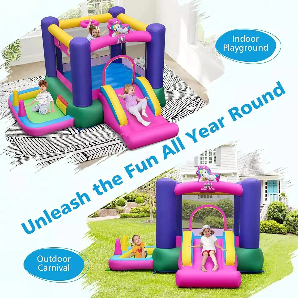 Costway Inflatable Bounce House Kids 6-in-1 Jumping Castle with Slide Ball Pit with 480W Blower 4