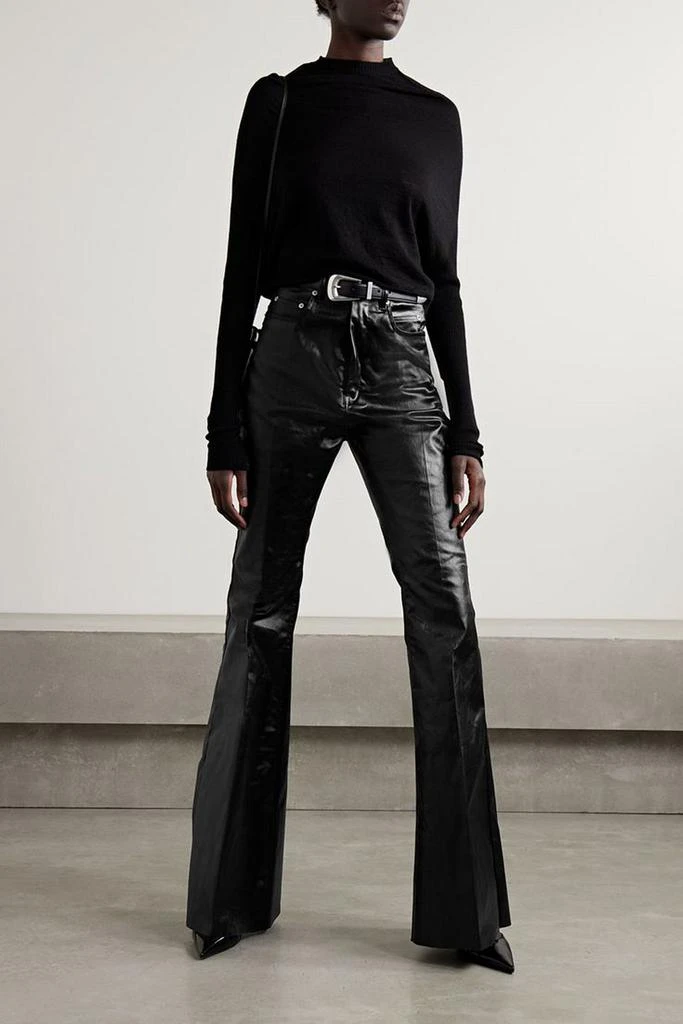 Rick Owens Bolan coated cotton-blend twill flared pants 2
