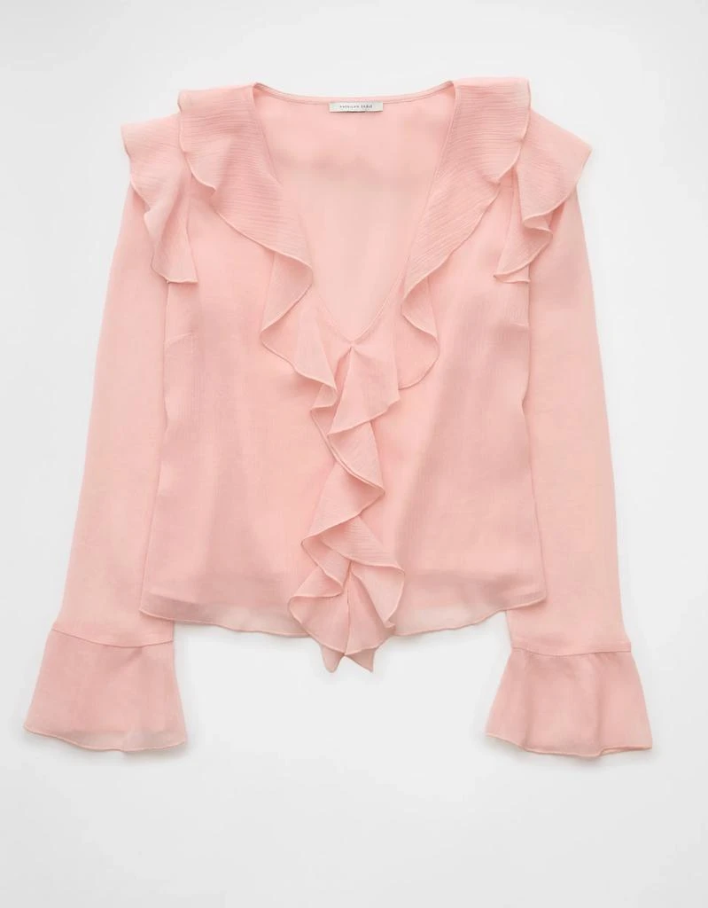 AE AE Chiffon Bell Sleeve Ruffle Blouse 3
