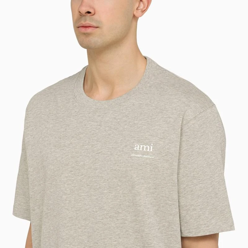 Ami Paris Grey cotton T-shirt with logo 5