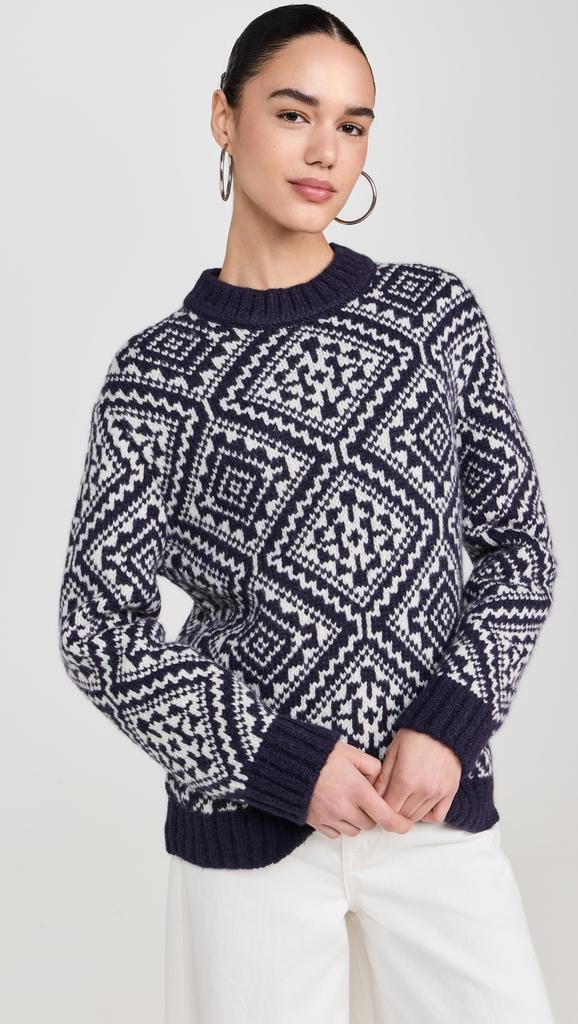 White + Warren Plush Alpaca Blend Nordic Crew Neck Sweater