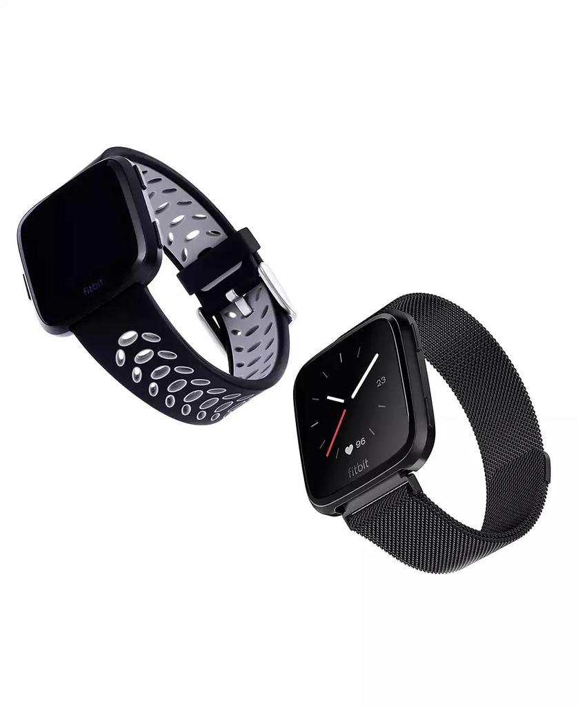 WITHit Stainless Steel Mesh Band and Silicone Sport Band 2-Pack designed for the Fitbit Versa, Versa 2 and Versa Lite