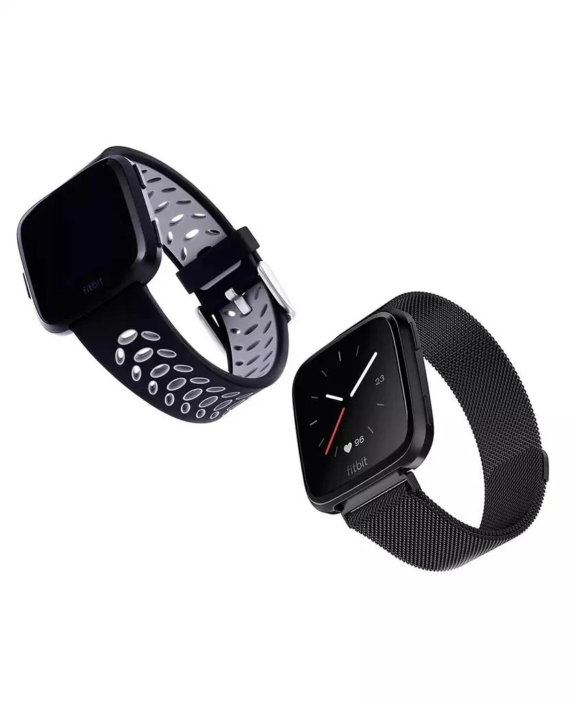 WITHit Stainless Steel Mesh Band and Silicone Sport Band 2-Pack designed for the Fitbit Versa, Versa 2 and Versa Lite 1