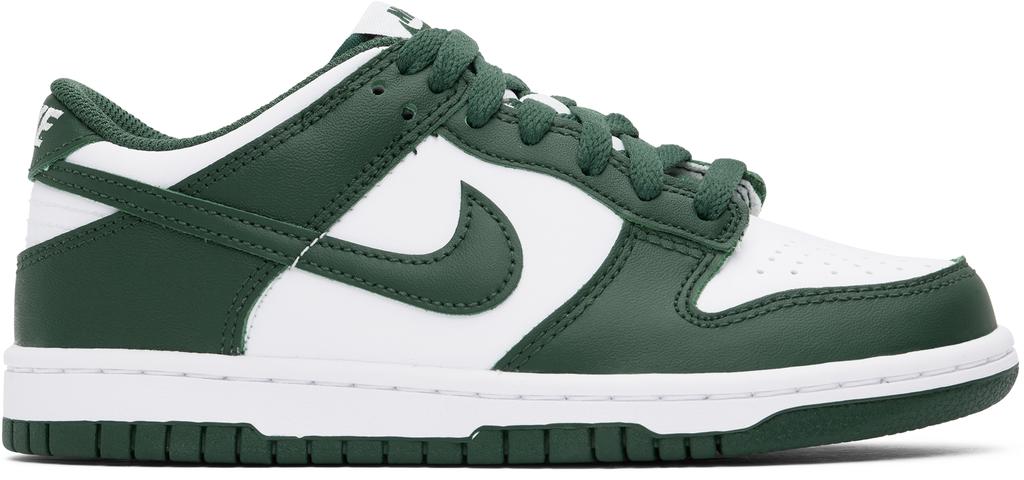 NIKE Big Kids Green & White Dunk Low Sneakers
