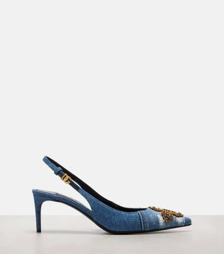 Dolce 
Gabbana Embellished 60 denim slingback pumps 4