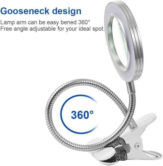 BBTEE Diamond Painting Accessories, Hands Free 5X Magnifying Glass Magnifier Desk Lamp with 15.75

Gooseneck for Reading, Crafting, Close Work 2