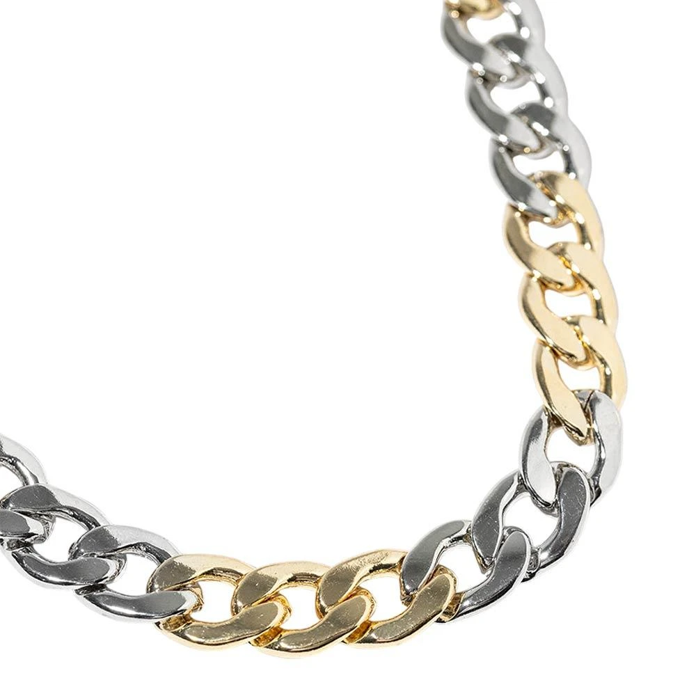 FASHNZFAB Gold Dipped Bold Two Tone Cuban Chain Necklace 3
