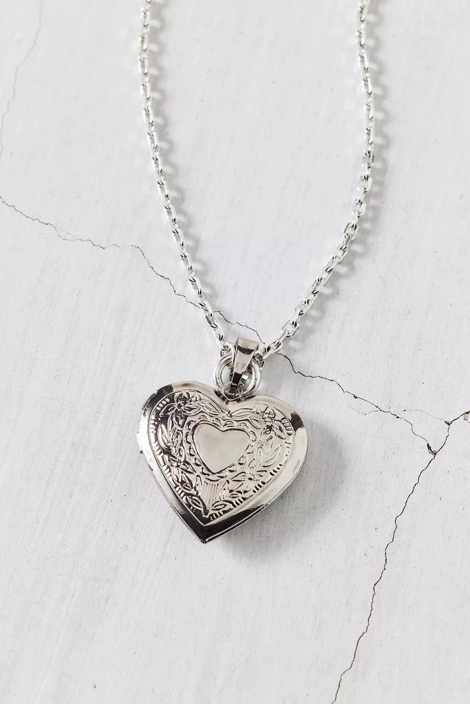 Urban Outfitters Metal Etched Heart Locket Necklace 4