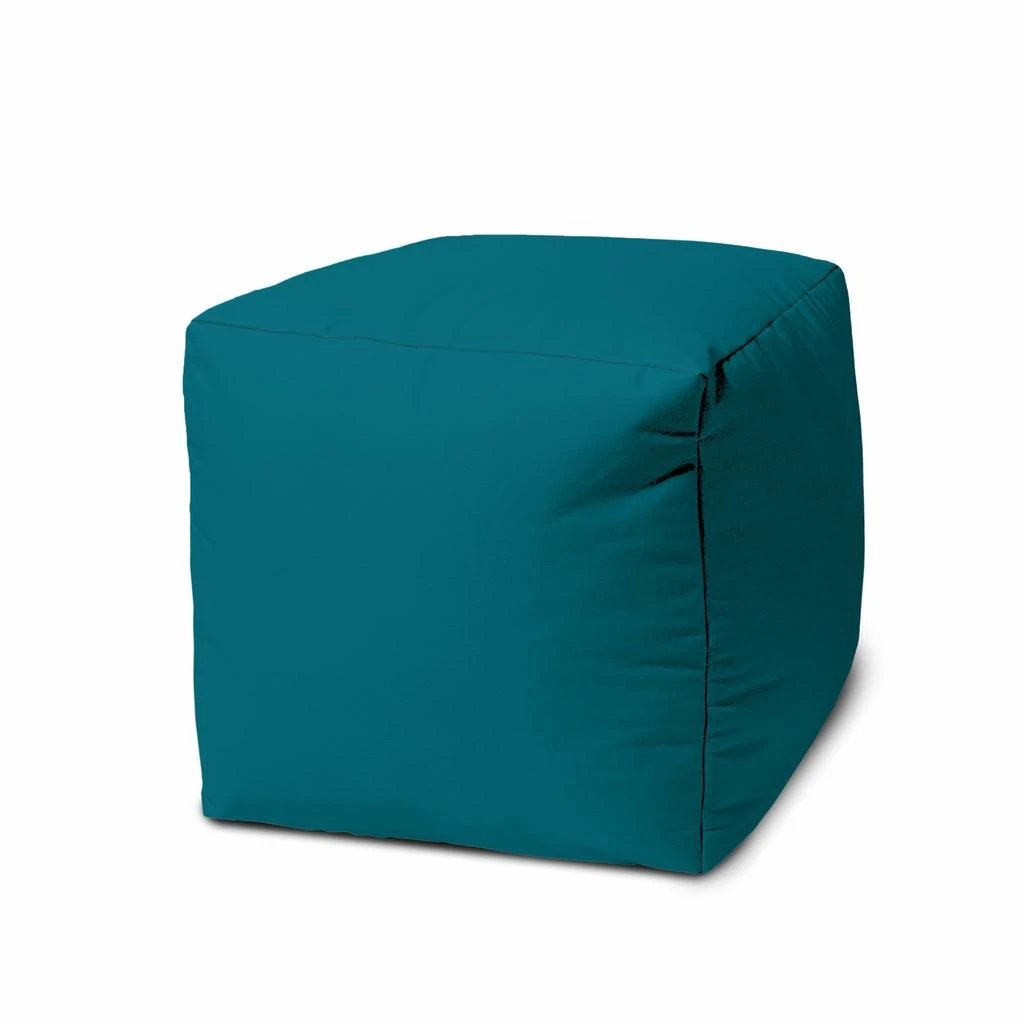 Homezia 17" Cool Dark Teal Solid Color Indoor Outdoor Pouf Ottoman 2