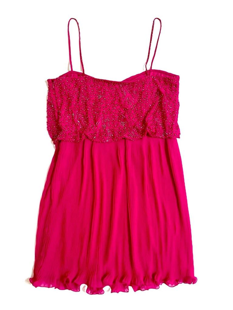 JS Collections Js Collections - Women's Beaded Chiffon Mini Pleated Prom Dress