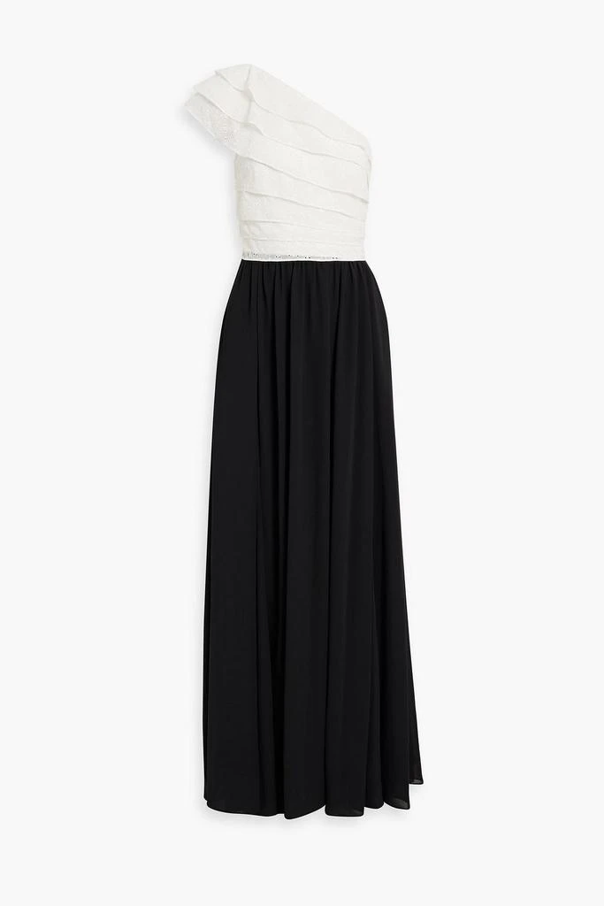 MIKAEL AGHAL One-shoulder ruffled broderie anglaise and chiffon gown 1
