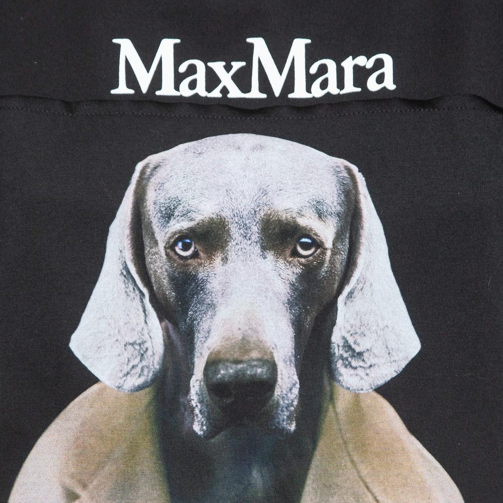 Max Mara Max Mara Black Dog Print Cotton T-Shirt XL - T-Shirts