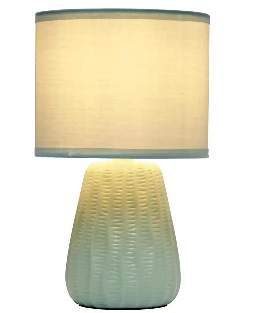 Simple Designs 11.02" Traditional Mini Modern Ceramic Texture Pastel Accent Bedside Table Desk Lamp with Matching Fabric Shade 21