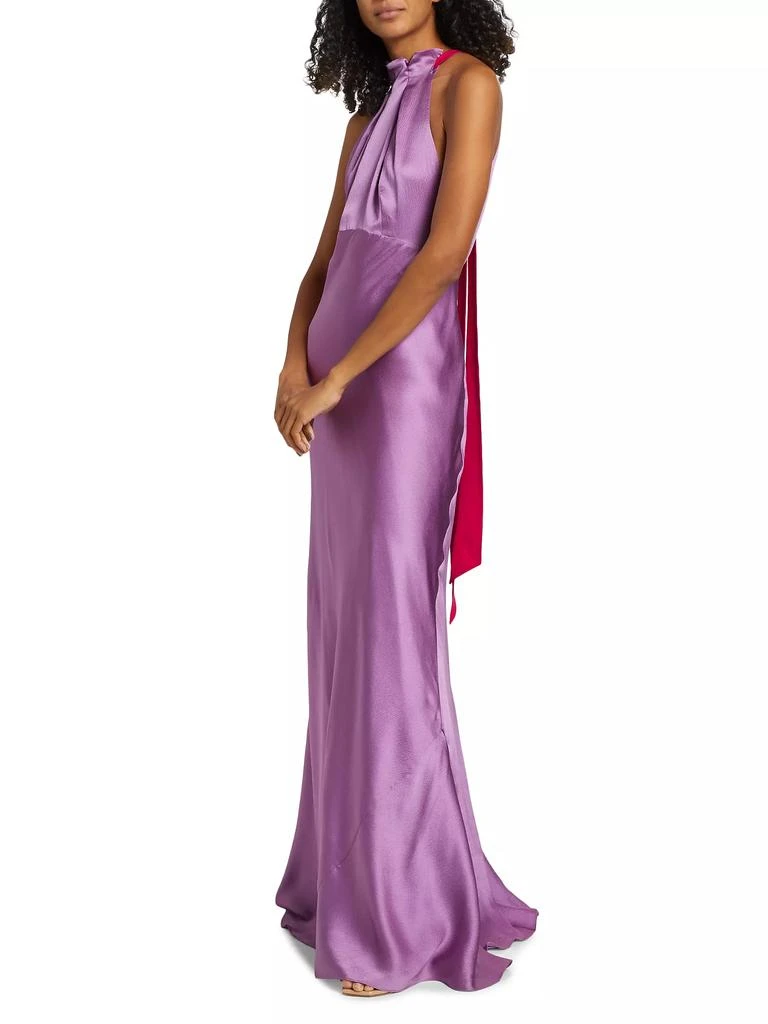 Saloni Michelle Hammered Silk Halter Gown 4