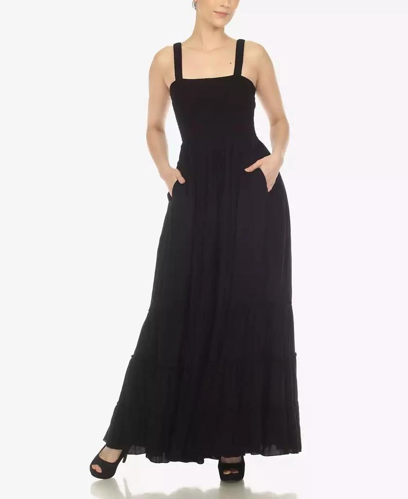 White Mark Women's Smocked Ruffle Maxi Dress, Black, XL White Mark Women's Smocked Ruffle Maxi Dress, Black, XL