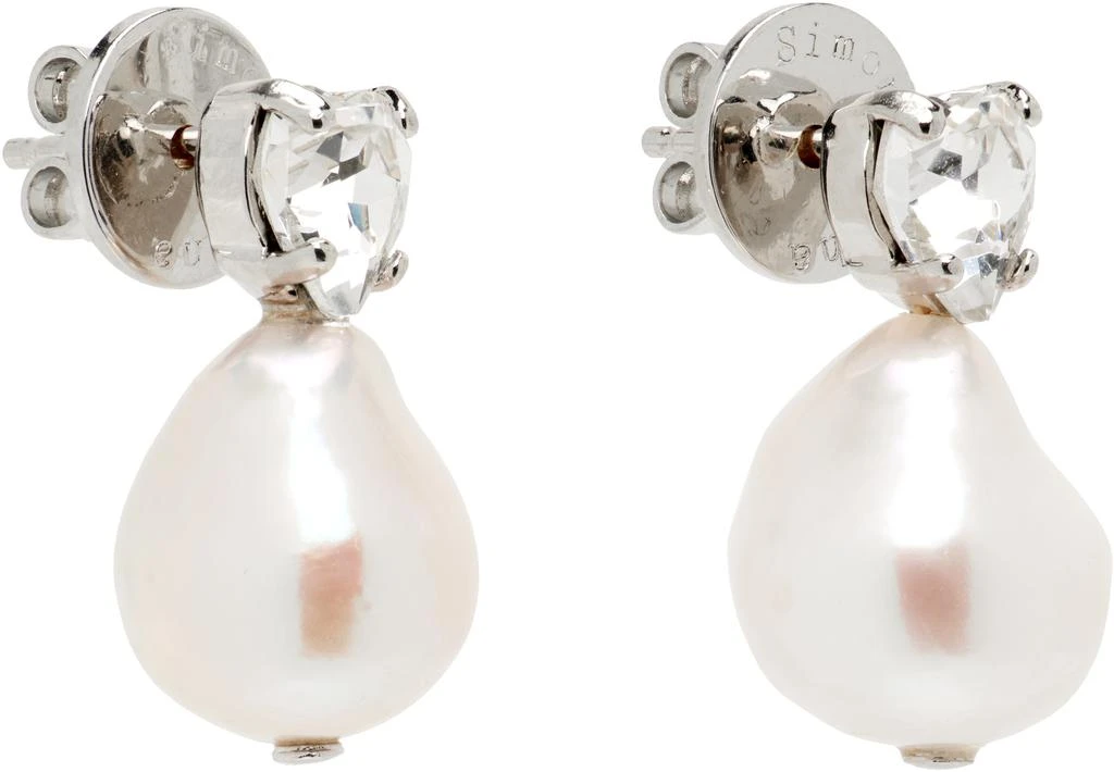 Simone Rocha Faux-Pearl Heart Crystal Stud Earrings 2