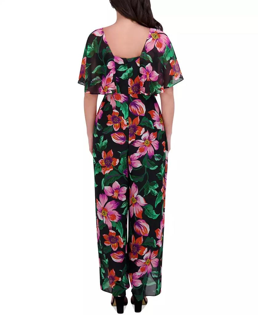 Kensie kenzie Women's Floral Chiffon Cape-Overlay Jumpsuit 4