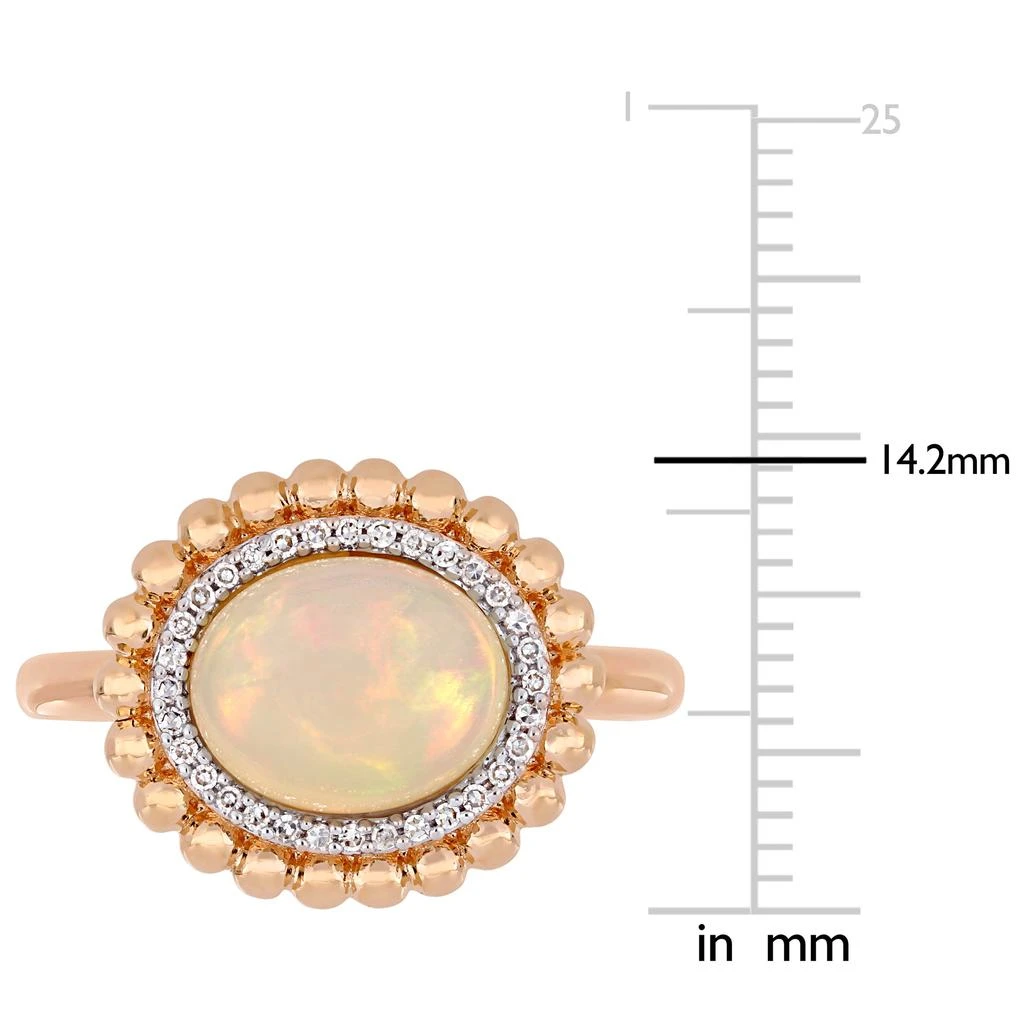 Mimi & Max 2 3/4 CT TGW Oval-Cut Ethiopian Blue-Hued Opal and 1/10 CT TW Diamond Halo Ring in 14K Rose Gold 3